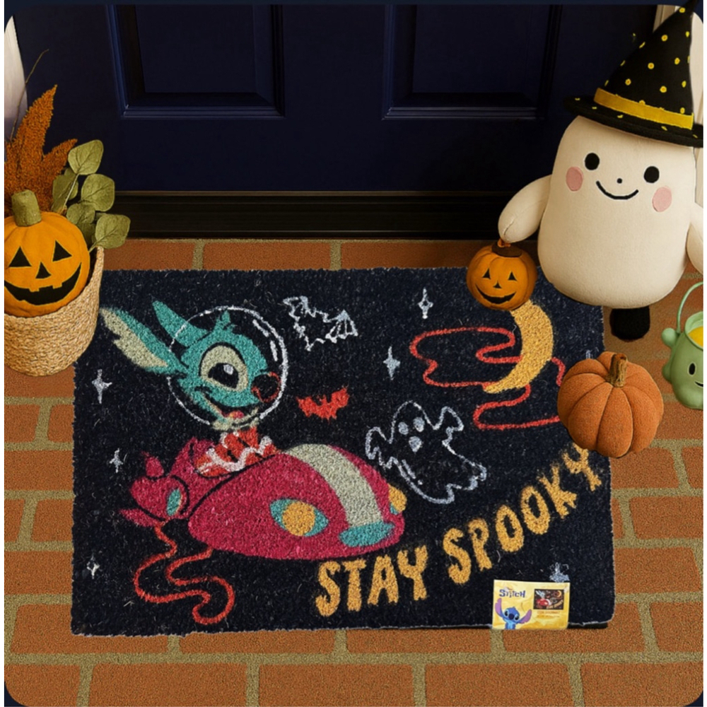 Disney Stitch Halloween Spooky Coir Door Mat 18x28 Black Yellow Red One Size